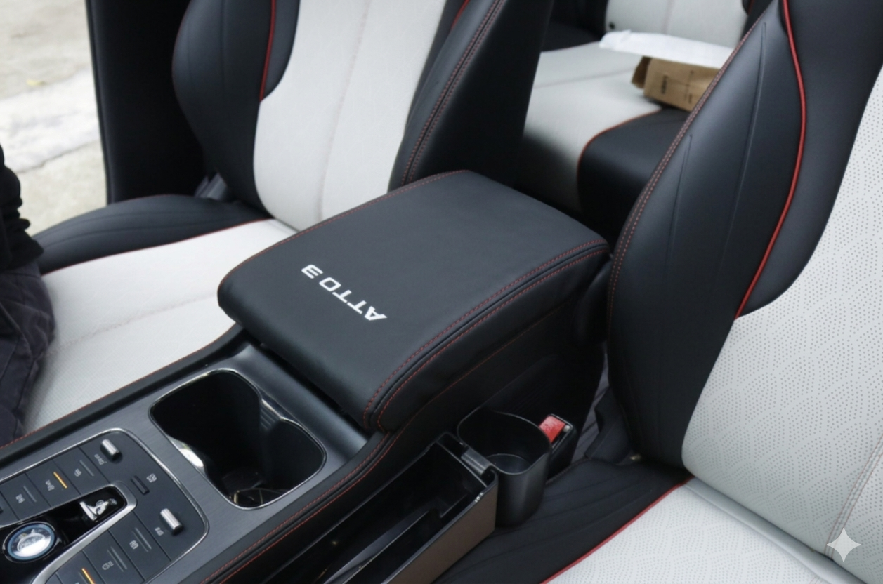 BYD Atto 3 Kolçak Kaplaması (Napa Deri) - Siyah Renk - Premium İç Aksesuar- Kolçak Renginiz Solmasın